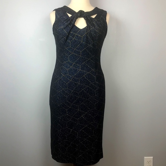 Tatyana Dresses & Skirts - Tatyana Navy and Gold Sparkle Wiggle Dress